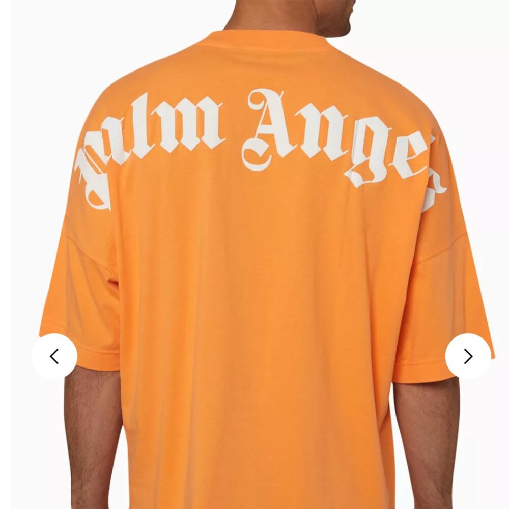 Palm Angels Orange Logo Mens T-Shirt – Size Medium, Like New